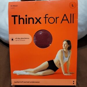 Thinx High-Waist Leakproof Period Underwear Size Large Rhubarb Color